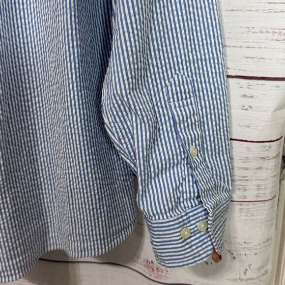 Brooks Brothers Button Down  White blue striped Dress Shirt size medium The Orig - Picture 6 of 8
